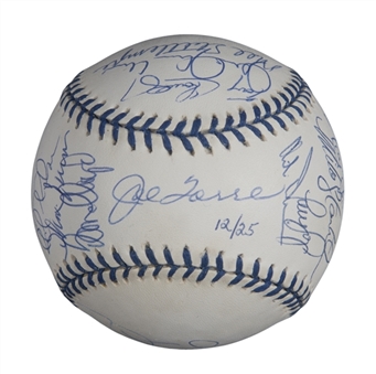 1998 World Series Champion New York Yankees Team Signed Joe DiMaggio Day Baseball With 23 Signatures Including Rivera, Torre & Posada (JSA)